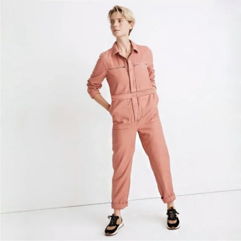 Madewell Zip-Pocket Coverall Jumpsuit XXL Garment-Dyed Dusty Rose - Picture 1 of 9